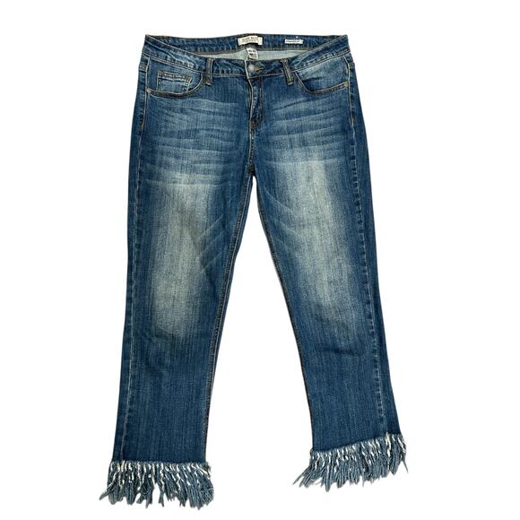 Judy Blue Denim - Judy Blue I'm So Frayed Cropped fit Jeans 15 / 32 Blue Mid Rise Boho Hippie